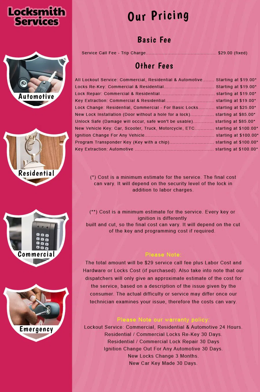 East Brunswick NJ Locksmith Store East Brunswick, NJ 732-708-2423 - price-list-c-18